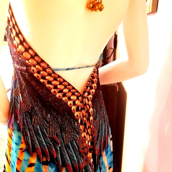 JSquad by MANISH VAID-Silky Poly Emb. Hi-Lo Flowy Dress-OS - Picture 5 of 10